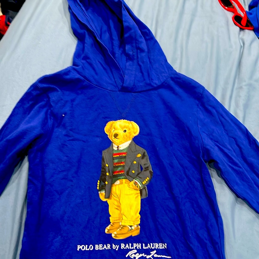 Gently use polo T-shirt, long sleeve with hood